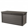 Lada depozitare gradina si terasa, pentru unelte si perne, cu capac, manere, material polipropilena, culoare gri, Keter Cortina, 570 L, rezistenta UV 