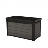 Cufar depozitare gradina, pentru unelte, perne si accesorii, cu capac si manere, material plastic, gri, Keter Cortina, rezistenta UV, 380 L 