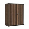 Dulap exterior gradina, din compozit DecoCoat, pentru unelte si accesorii, maro, 2 rafturi, Keter Signature, 140 x 736 x 1704 cm, cu podea, 2 usi, 1400 L, rezistent la intemperii