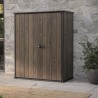 Dulap exterior gradina, din compozit DecoCoat, pentru unelte si accesorii, maro, 2 rafturi, Keter Signature, 140 x 736 x 1704 cm, cu podea, 2 usi, 1400 L, rezistent la intemperii