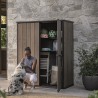 Dulap exterior gradina, din compozit DecoCoat, pentru unelte si accesorii, maro, 2 rafturi, Keter Signature, 140 x 736 x 1704 cm, cu podea, 2 usi, 1400 L, rezistent la intemperii