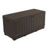 Cutie depozitare pentru terasa si gradina, pentru unelte si jucarii, cu capac, material polipropilena rezistenta UV, culoare maro, manere, Keter Kentwood 350 L 