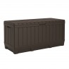 Cutie depozitare pentru terasa si gradina, pentru unelte si jucarii, cu capac, material polipropilena rezistenta UV, culoare maro, manere, Keter Kentwood 350 L 