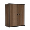 Dulap exterior gradina, din compozit DecoCoat, pentru unelte si accesorii, maro venetian, 2 rafturi, Keter Signature, 140 x 736 x 1704 cm, cu podea, 2 usi, 1400 L, rezistent la intemperii