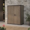 Dulap exterior gradina, din compozit DecoCoat, pentru unelte si accesorii, maro venetian, 2 rafturi, Keter Signature, 140 x 736 x 1704 cm, cu podea, 2 usi, 1400 L, rezistent la intemperii