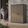 Dulap exterior gradina, din compozit DecoCoat, pentru unelte si accesorii, maro venetian, 2 rafturi, Keter Signature, 140 x 736 x 1704 cm, cu podea, 2 usi, 1400 L, rezistent la intemperii