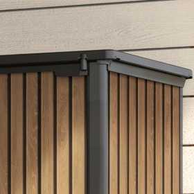 Dulap exterior gradina, din compozit DecoCoat, pentru unelte si accesorii, maro venetian, 2 rafturi, Keter Signature, 140 x 736 x 1704 cm, cu podea, 2 usi, 1400 L, rezistent la intemperii