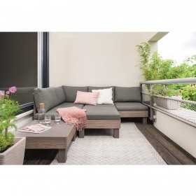 Set mobilier terasa, polipropilena, Keter, colectia Elements, pentru gradina sau foisor, cu masuta, 1 canapea, 2 scaune, 5 locuri, culoare bej, rezistent la UV