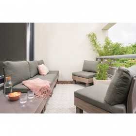 Set mobilier terasa, polipropilena, Keter, colectia Elements, pentru gradina sau foisor, cu masuta, 1 canapea, 2 scaune, 5 locuri, culoare bej, rezistent la UV