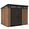 Casuta de gradina, Keter, Maro Venetian, 9x7, colectie Signature, usa dubla, ferestre, ventilatie, ranforsare metalica Usa dubla, Ferestre, Ventilatie, Polipropilena, 159 kg, Signature 