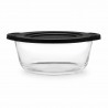 Vas rotund din sticla termorezistenta cu capac plastic negru Pasabahce Borcam 1450 ml 