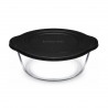 Vas rotund din sticla termorezistenta cu capac plastic negru Pasabahce Borcam 840 ml 