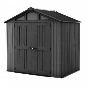 Casuta de gradina, Keter, Gri, colectie Stronghold, 8x6, material Evotech, usa dubla, podea,...