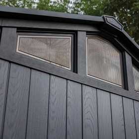Casuta de gradina, Keter, Gri, colectie Stronghold, 8x6, material Evotech, usa dubla, podea, ventilatie, ranforsare metalica, 254x172.7x220 cm