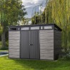 Casuta de gradina, Keter, Gri, 11x7, colectie Deco Pent Signature, usa dubla, ferestre, ventilatie, ranforsare metalica Usa dubla, Ferestre, Ventilatie, Polipropilena, 185 kg, Signature 