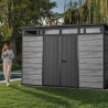 Casuta de gradina, Keter, Gri, 11x7, colectie Deco Pent Signature, usa dubla, ferestre, ventilatie, ranforsare metalica Usa dubla, Ferestre, Ventilatie, Polipropilena, 185 kg, Signature 