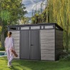 Casuta de gradina, Keter, Gri, 11x7, colectie Deco Pent Signature, usa dubla, ferestre, ventilatie, ranforsare metalica Usa dubla, Ferestre, Ventilatie, Polipropilena, 185 kg, Signature 