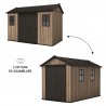 Casuta de gradina, Keter, bej, 350x230x246 cm, colectie Apex 7.5x11/11x7.5, cu doua optiuni de asamblare, usa dubla, ferestre, ventilatie Usa dubla, Ferestre, Ventilatie, Polipropilena, 185 kg, Apex