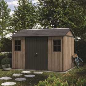 Casuta de gradina, Keter, bej, 350x230x246 cm, colectie Apex 7.5x11/11x7.5, cu doua optiuni de...