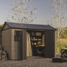 Casuta de gradina, Keter, bej, 350x230x246 cm, colectie Apex 7.5x11/11x7.5, cu doua optiuni de asamblare, usa dubla, ferestre, ventilatie Usa dubla, Ferestre, Ventilatie, Polipropilena, 185 kg, Apex