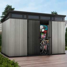 Casuta de gradina, Keter, Gri, 11x7, colectie Artisan, usa dubla, ferestre