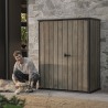 Dulap exterior gradina, din compozit DecoCoat, pentru unelte si accesorii, bej, 2 rafturi, Keter Signature, 140 x 736 x 1704 cm, cu podea, 2 usi, 1400 L, rezistent la intemperii 