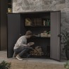Dulap exterior gradina, din compozit DecoCoat, pentru unelte si accesorii, bej, 2 rafturi, Keter Signature, 140 x 736 x 1704 cm, cu podea, 2 usi, 1400 L, rezistent la intemperii 
