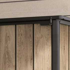 Dulap exterior gradina, din compozit DecoCoat, pentru unelte si accesorii, bej, 2 rafturi, Keter Signature, 140 x 736 x 1704 cm, cu podea, 2 usi, 1400 L, rezistent la intemperii