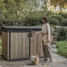 Dulap depozitare exterior, din compozit DecoCoat, pentru unelte si tomberoane, bej, Keter Signature, 190 x 109 x 1325 cm, cu podea, 2 usi, 2020 L, rezistent la intemperii