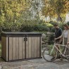 Dulap depozitare exterior, din compozit DecoCoat, pentru unelte si tomberoane, bej, Keter Signature, 190 x 109 x 1325 cm, cu podea, 2 usi, 2020 L, rezistent la intemperii