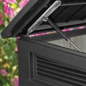 Dulap depozitare exterior, din compozit DecoCoat, pentru unelte si tomberoane, bej, Keter Signature, 190 x 109 x 1325 cm, cu podea, 2 usi, 2020 L, rezistent la intemperii