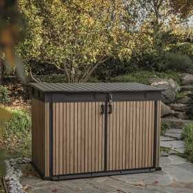 Dulap depozitare exterior, din compozit DecoCoat, pentru unelte si tomberoane, maro venetian, Keter Signature, 190 x 109 x 1325 cm, cu podea, 2 usi, 2020 L, rezistent la intemperii