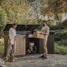 Dulap depozitare exterior, din compozit DecoCoat, pentru unelte si tomberoane, maro venetian, Keter Signature, 190 x 109 x 1325 cm, cu podea, 2 usi, 2020 L, rezistent la intemperii