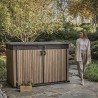 Dulap depozitare exterior, din compozit DecoCoat, pentru unelte si tomberoane, maro venetian, Keter Signature, 190 x 109 x 1325 cm, cu podea, 2 usi, 2020 L, rezistent la intemperii