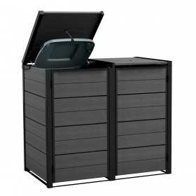 Masca pentru cosuri de gunoi exterior, plastic, gri, Keter Hide Away, 138.1 x 84.3 x 121.2 cm,...
