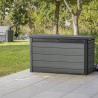 Lada depozitare gradina si terasa, pentru unelte si perne, cu capac, manere, material polipropilena, culoare gri, Keter Cortina, 757 L, rezistenta UV