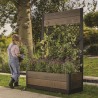 Jardiniera pentru exterior, polipropilena, maro nuc, Keter Deco Tulip, pentru gradina, terasa, balcon, forma dreptunghiulara, maro, cu paravan decorativ, rezistenta UV, 110 L