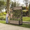 Jardiniera pentru exterior, polipropilena, maro nuc, Keter Deco Tulip, pentru gradina, terasa, balcon, forma dreptunghiulara, bej, cu paravan decorativ, rezistenta UV, 110 L