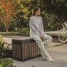 Cufar depozitare accesorii terasa si gradina, pentru unelte si jucarii, cu capac, material polipropilena, rezistenta UV, culoare maro nuc, manere, Keter Kentwood 190 L