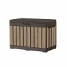 Cufar depozitare accesorii terasa si gradina, pentru unelte si jucarii, cu capac, material polipropilena, rezistenta UV, culoare bej, manere, Keter Kentwood 190 L 