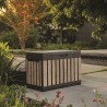 Cufar depozitare accesorii terasa si gradina, pentru unelte si jucarii, cu capac, material polipropilena, rezistenta UV, culoare bej, manere, Keter Kentwood 190 L 