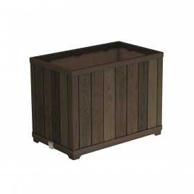 Jardiniera inalta, pentru gradina si terasa, polipropilena, Keter Deco, imitatie lemn, culoare maro nuc, rectangulara, pentru exterior, rezistenta la UV, umiditate si zapada, 45.5 x 76 x 55 cm, 110L