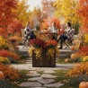 Jardiniera inalta, pentru gradina si terasa, polipropilena, Keter Deco, imitatie lemn, culoare maro nuc, rectangulara, pentru exterior, rezistenta la UV, umiditate si zapada, 45.5 x 76 x 55 cm, 110L