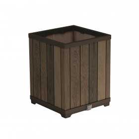 Ghiveci exterior, patrat, maro nuc, polipropilena, Keter Deco, imitatie lemn, cu dop de drenaj,...