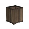 Ghiveci exterior, patrat, maro nuc, polipropilena, Keter Deco, imitatie lemn, cu dop de drenaj, pentru gradina, terasa sau balcon, rezistent UV, 45.5x45.5x55 cm