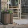 Ghiveci exterior, patrat, maro nuc, polipropilena, Keter Deco, imitatie lemn, cu dop de drenaj, pentru gradina, terasa sau balcon, rezistent UV, 45.5x45.5x55 cm