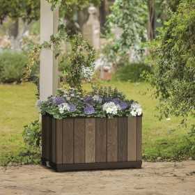 Jardiniera, pentru gradina si terasa, polipropilena, Keter Deco, imitatie lemn, culoare maro nuc,...
