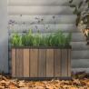 Jardiniera, pentru gradina si terasa, polipropilena, Keter Deco, imitatie lemn, culoare maro nuc, dreptunghiulara, pentru exterior, rezistenta la UV, umiditate si zapada, 45.5x76x45.5 cm