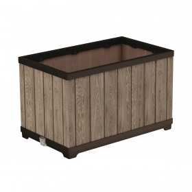 Jardiniera, pentru gradina si terasa, polipropilena, Keter Deco, imitatie lemn, culoare bej,...