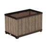 Jardiniera, pentru gradina si terasa, polipropilena, Keter Deco, imitatie lemn, culoare bej, dreptunghiulara, pentru exterior, rezistenta la UV, umiditate si zapada, 45.5x76x45.5 cm 